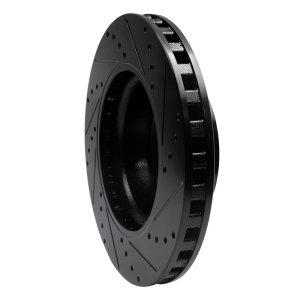 Pontiac GTO Brake Rotor (1) - Front Left - R1 Concepts - Drilled & Slotted - Black - `05-`06